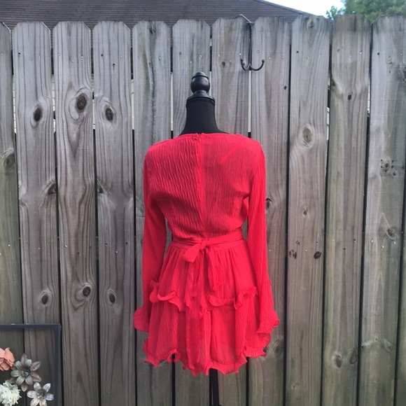 Saints and Secrets Red Ruffle Dress - Small - Picture 2 of 6